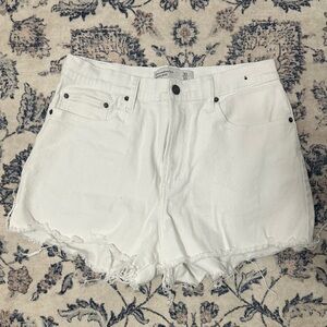 Abercrombie & Fitch White Jean Shorts Curve Love Size 30